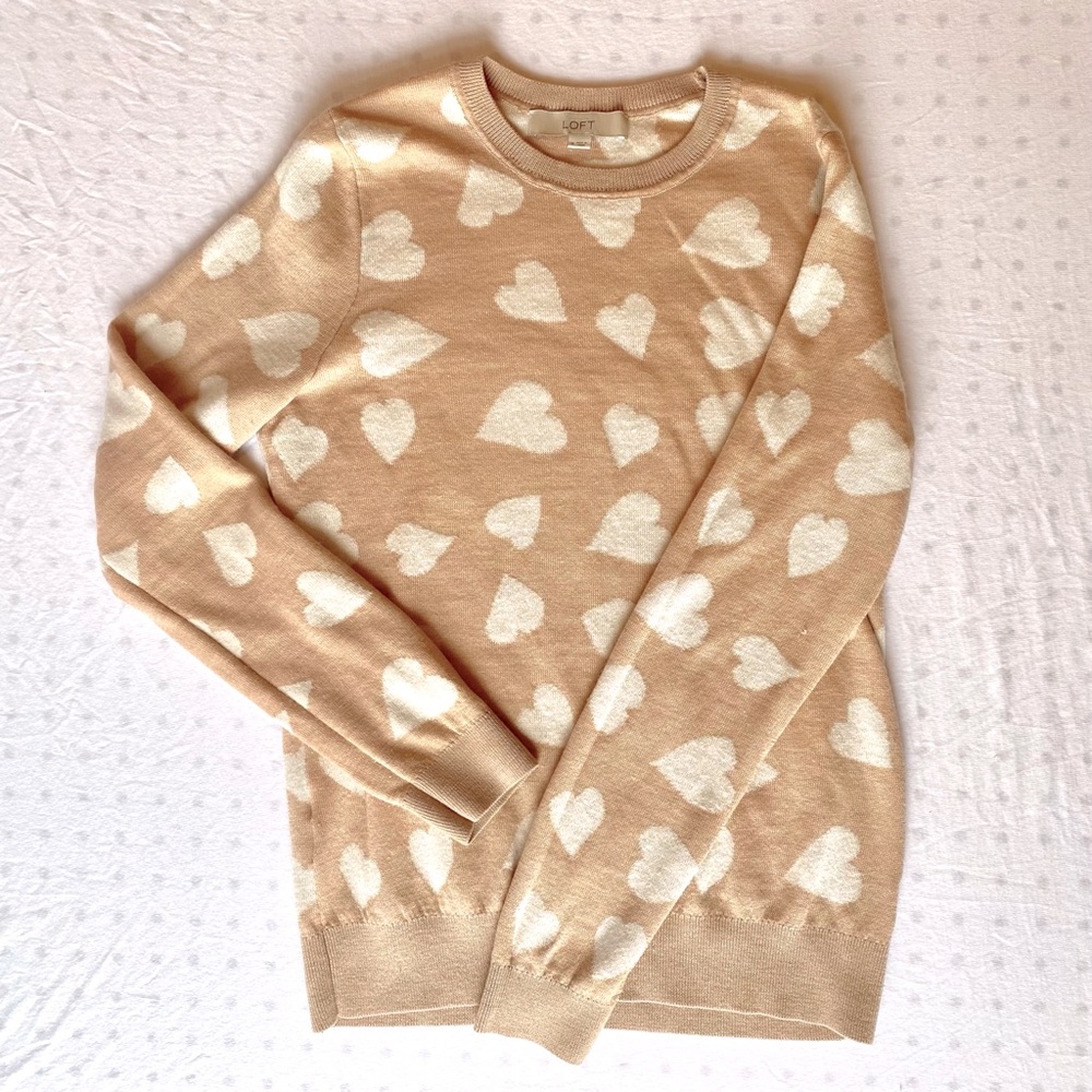 Ann Taylor Loft Blush Sweater Heart Pattern M